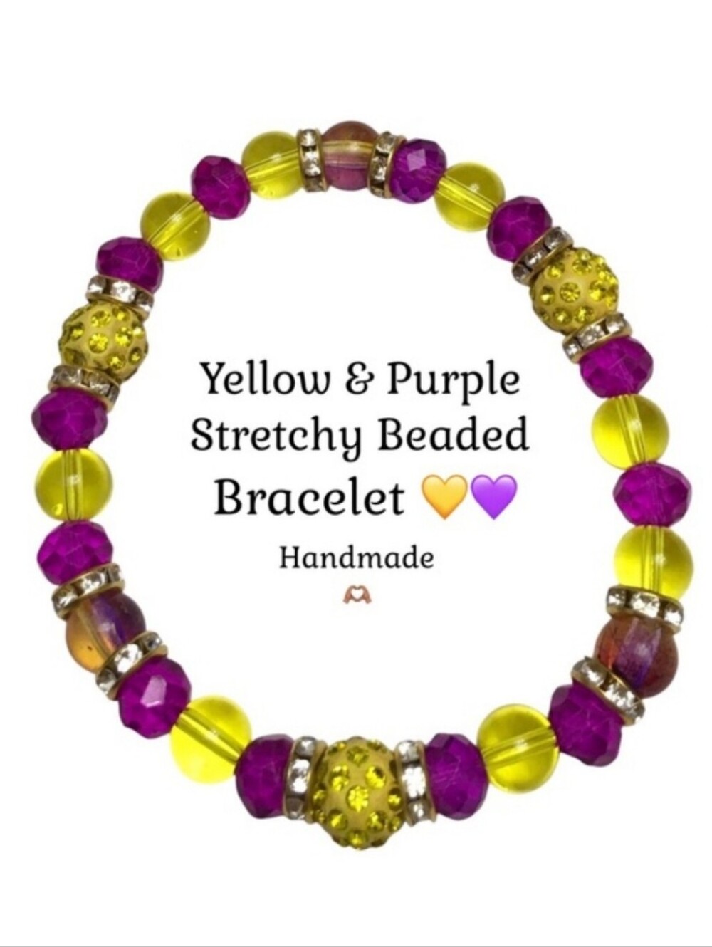 Yellow & Purple Beaded Bracelet 💛💜